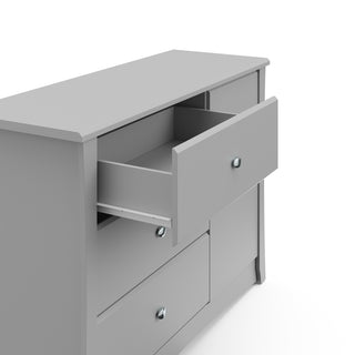 Pebble gray 3 drawer chest with open drawer 