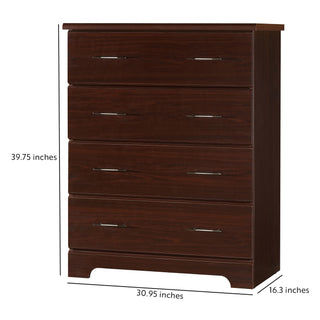 espresso 4 drawer chest with dimension