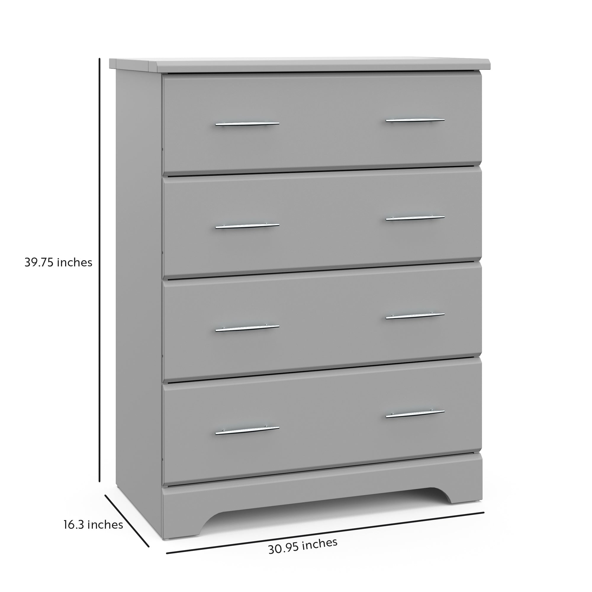 Pebble gray 4 drawer chest with dimensions