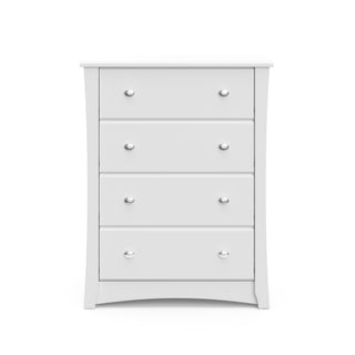 Front view of white 4 drawer chest