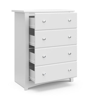 White 4 drawer chest with 4 open drawers