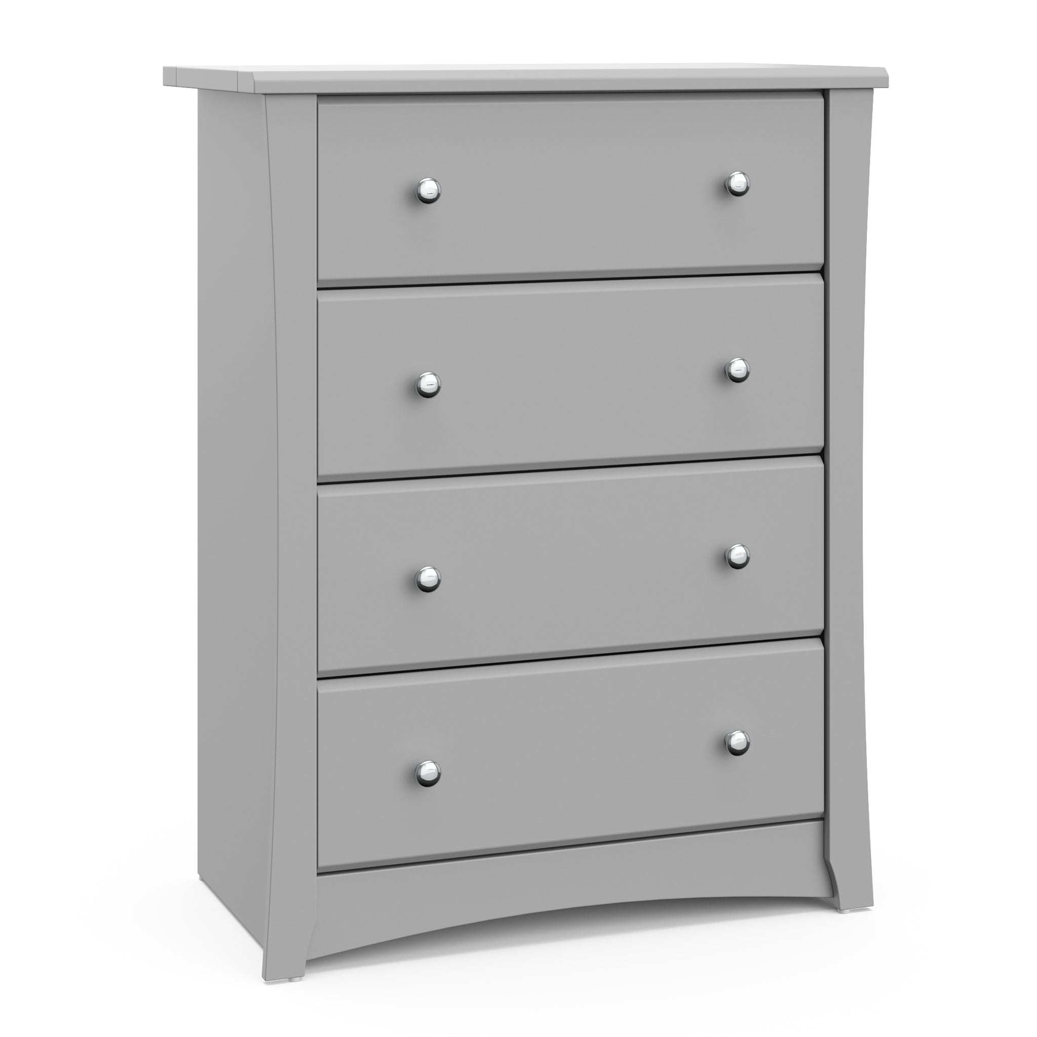 Pebble gray 4 drawer chest angled