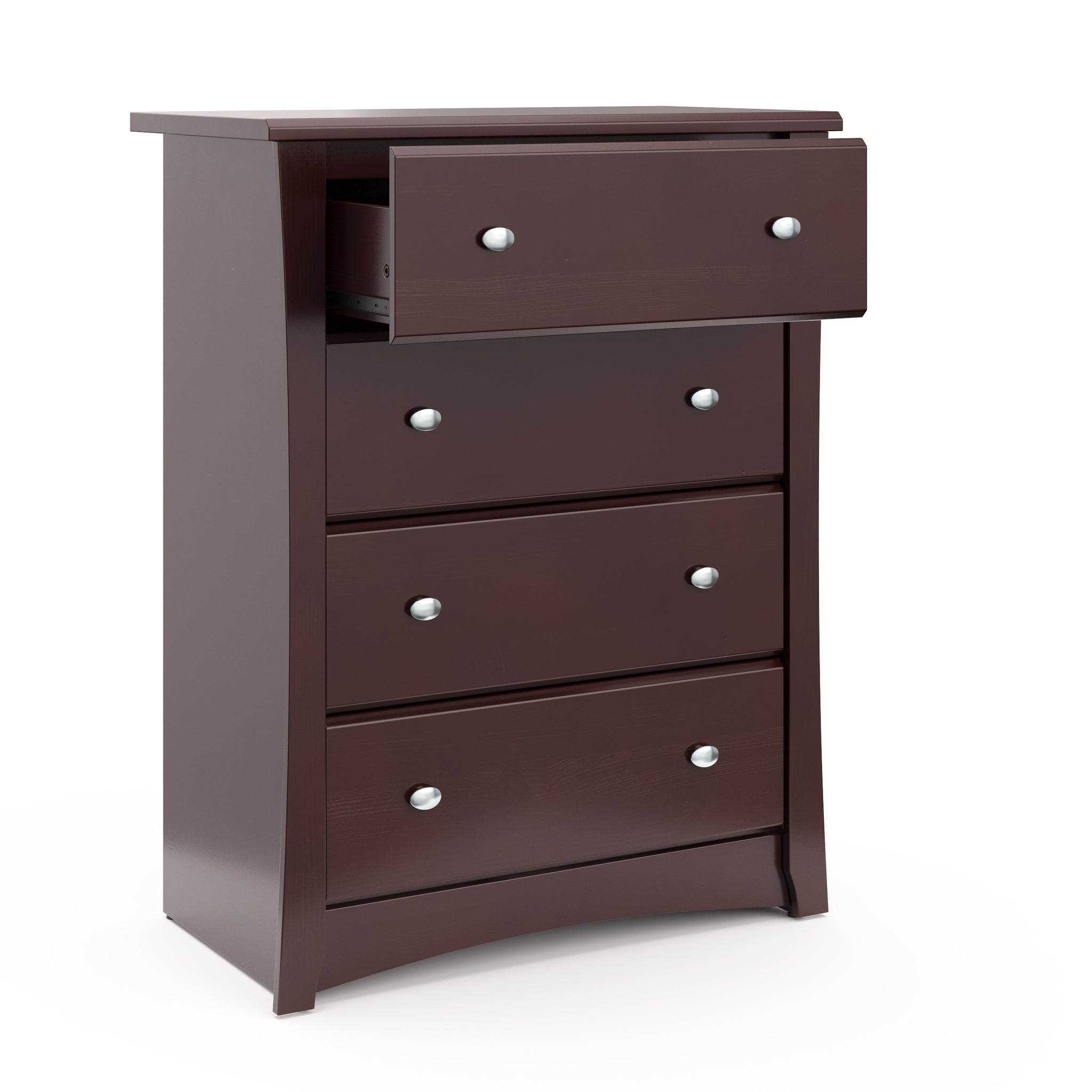 espresso 4 drawer chest with open drawer