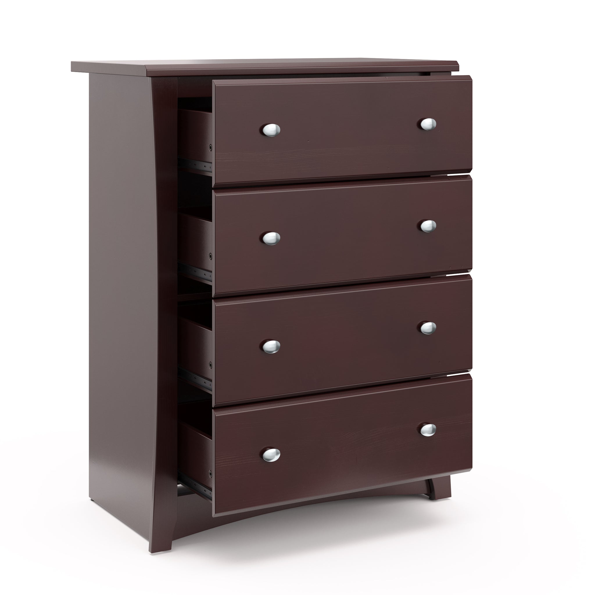 espresso 4 drawer chest with 4 open drawers