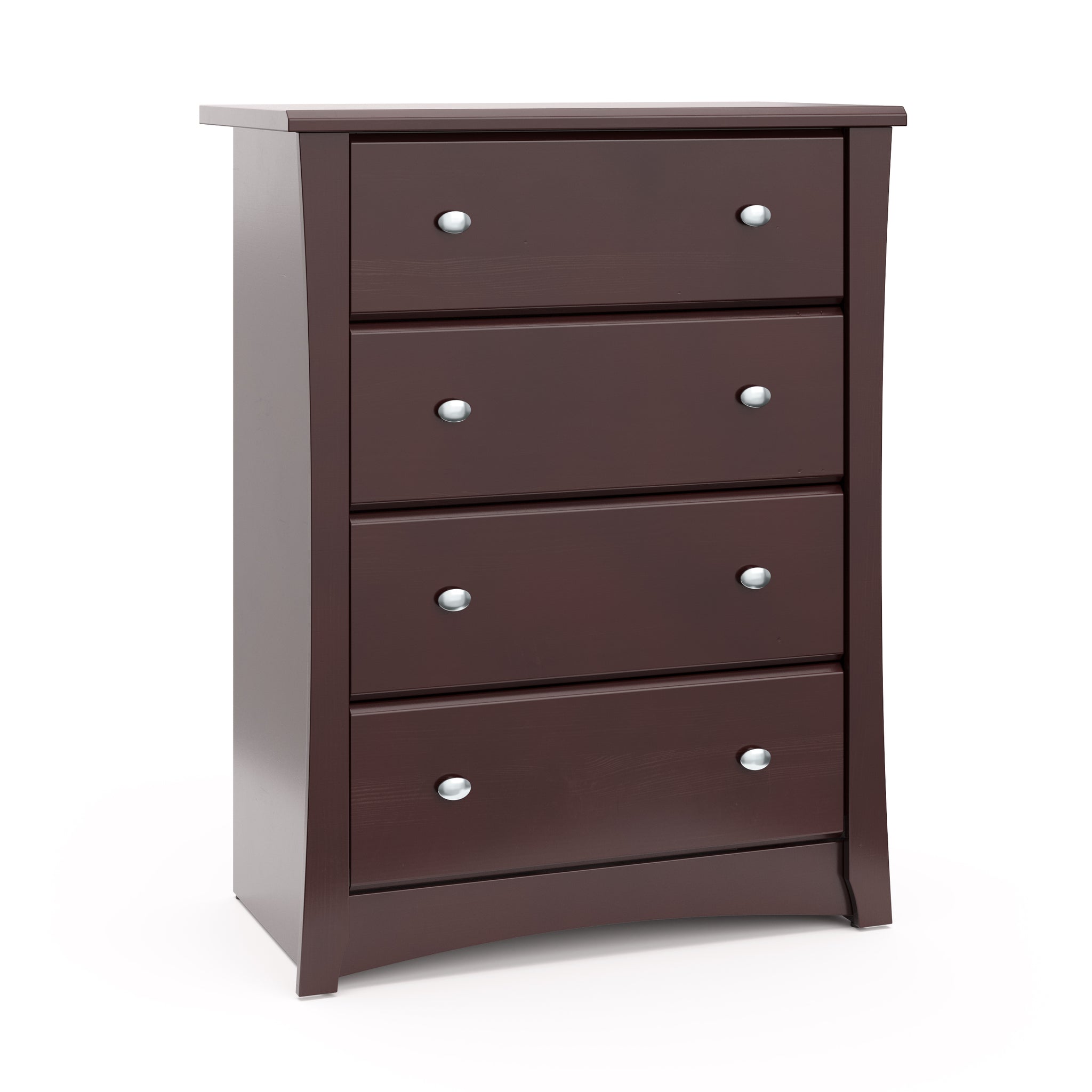 espresso 4 drawer chest angled