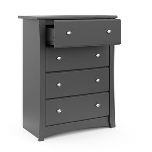 gray 4 drawer chest with open drawer