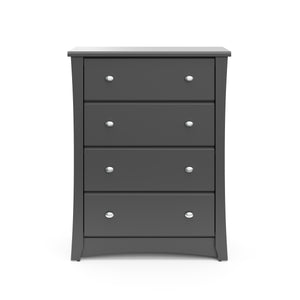 Front view of gray 4 drawer chest