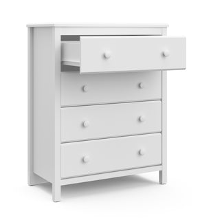 White 4 drawer chest with open drawer