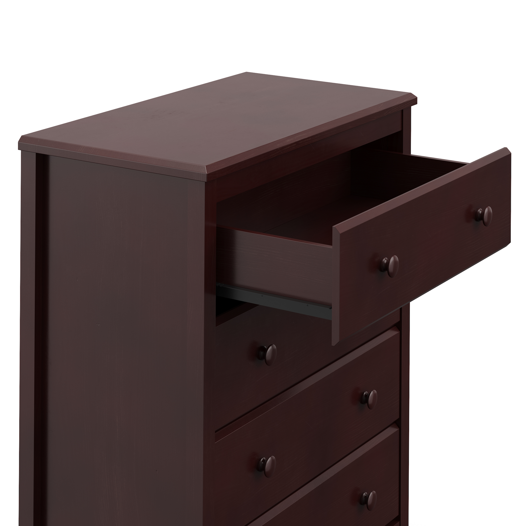 espresso 4 drawer chest with open drawer