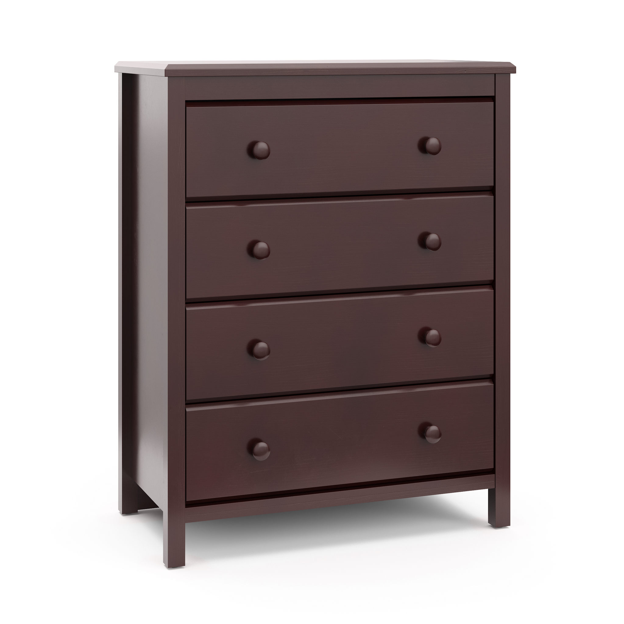 espresso 4 drawer chest angled