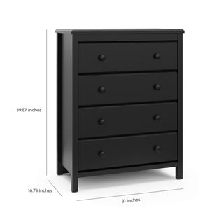 black 4 drawer chest with dimension