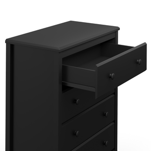 black 4 drawer chest with open drawer