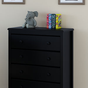 black 4 drawer chest in nursery