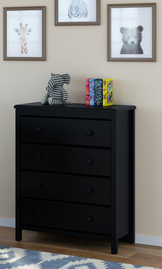 black 4 drawer chest in nursery