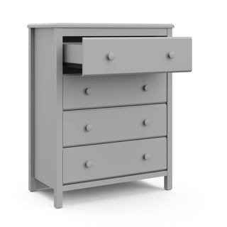 Pebble gray 4 drawer chest with open drawer