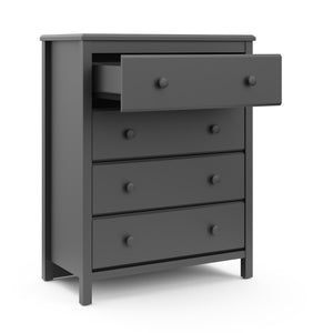 gray 4 drawer chest with open drawer