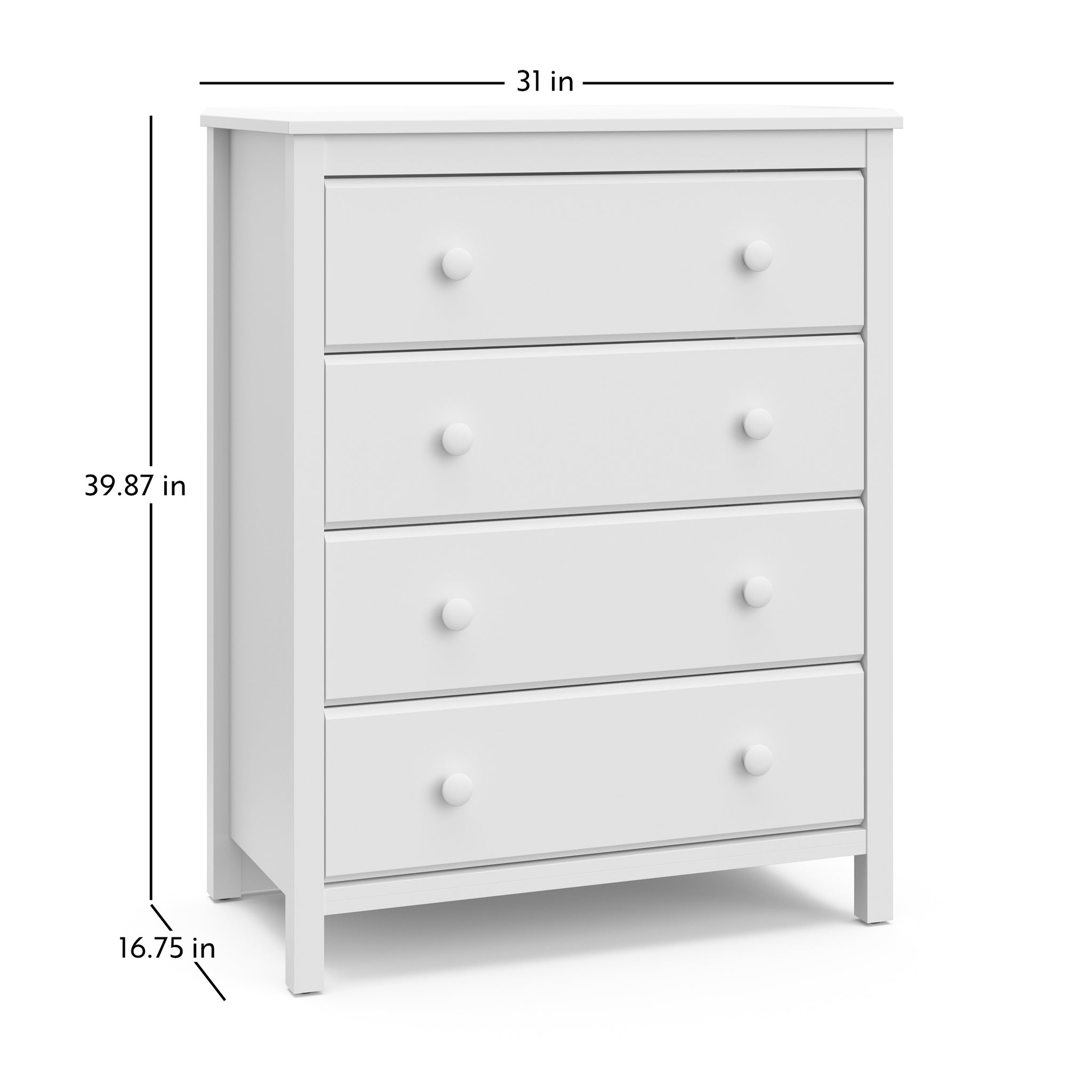 White 4 drawer chest with dimensions