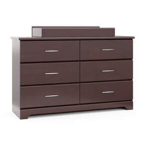 espresso 6 drawer dresser with changing topper and changing pad