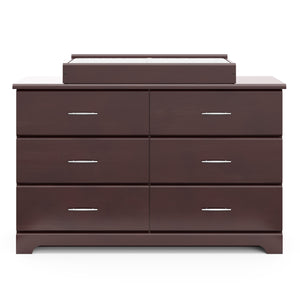 espresso 6 drawer dresser with changing topper and changing pad