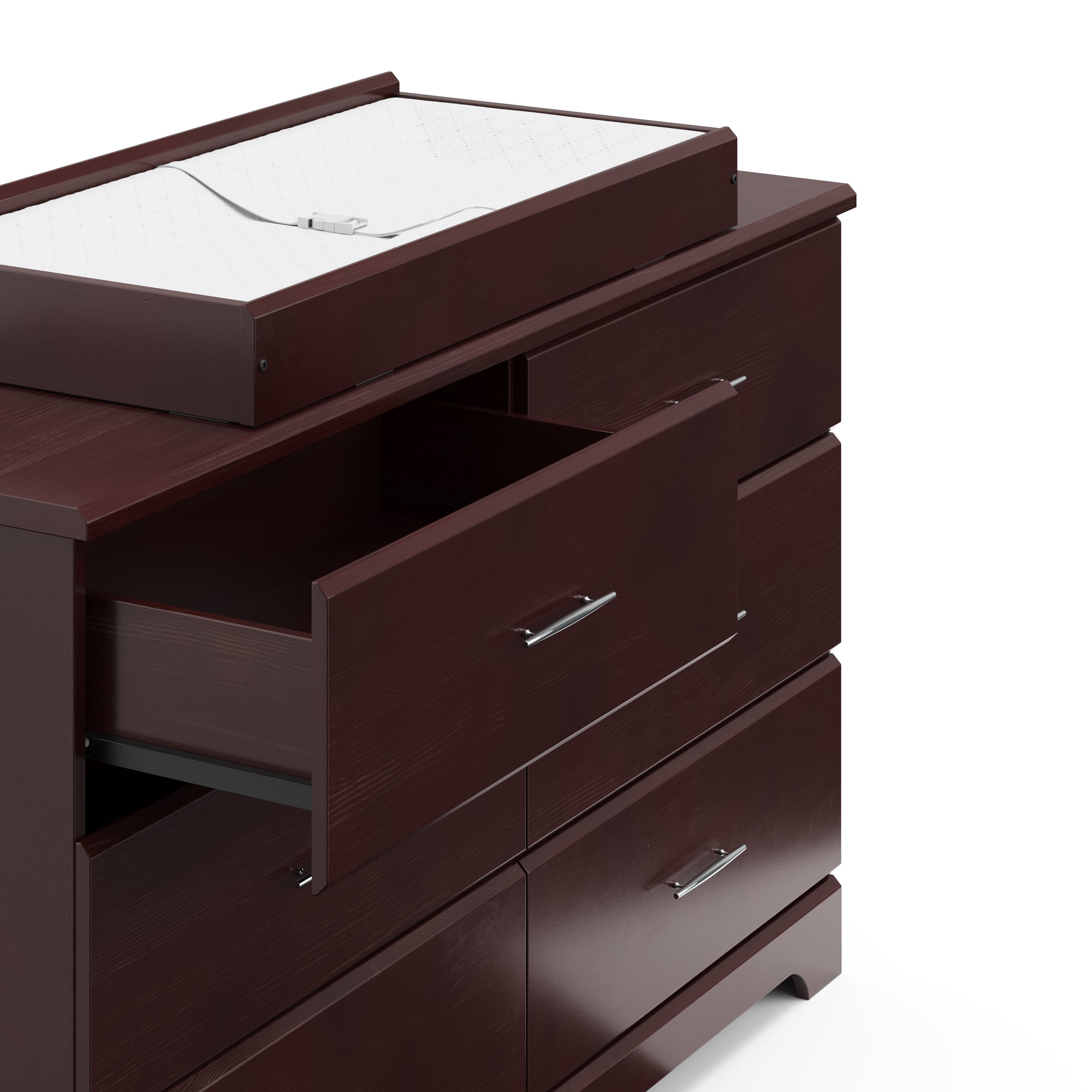 espresso 6 drawer dresser with changing topper and changing pad