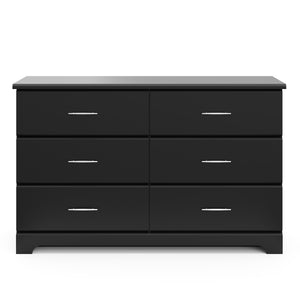 Front view of Black 6 drawer dresser