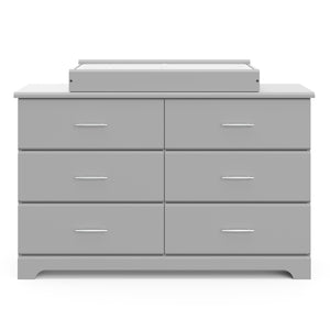 pebble gray 6 drawer dresser with changing topper and changing pad