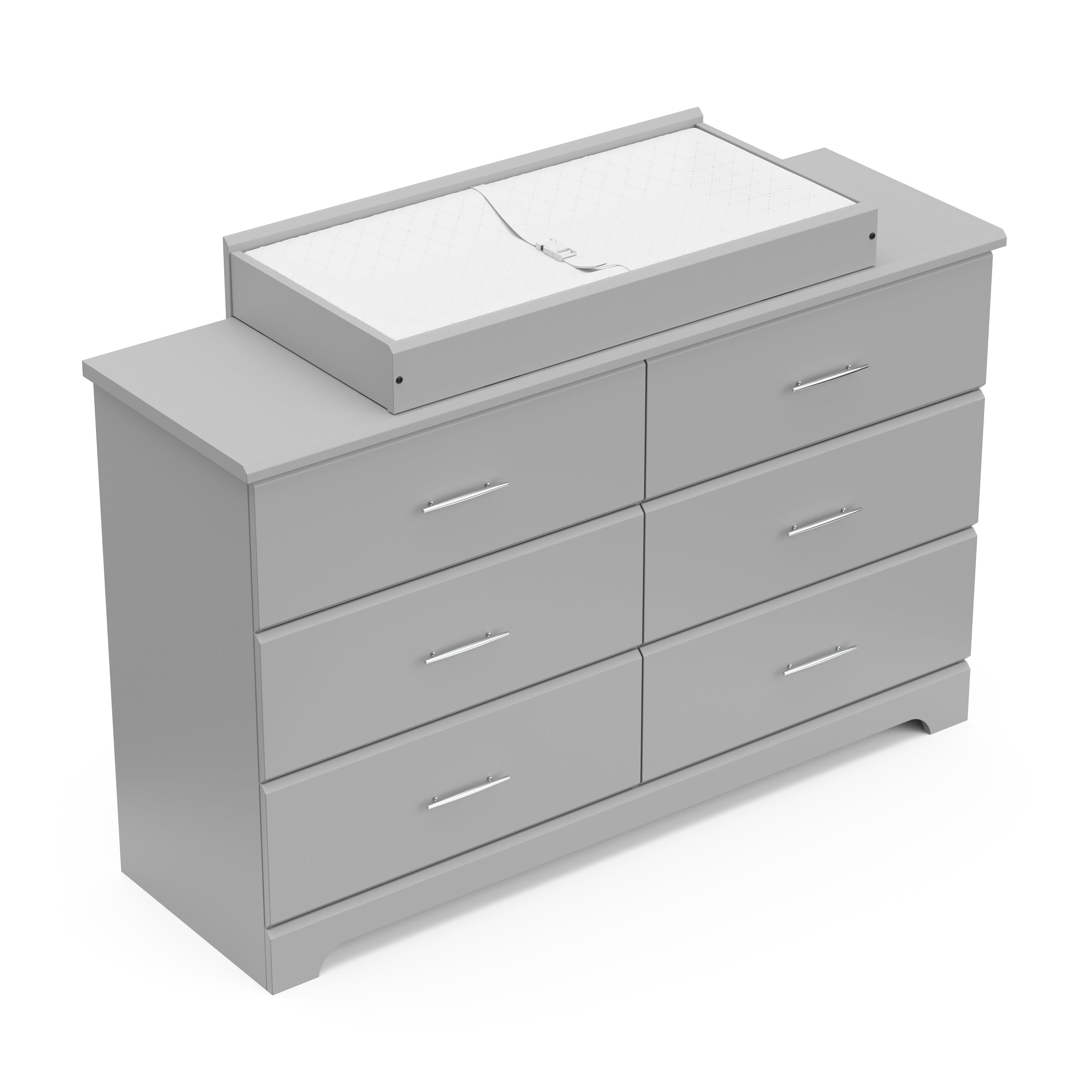 pebble gray 6 drawer dresser with changing topper and changing pad