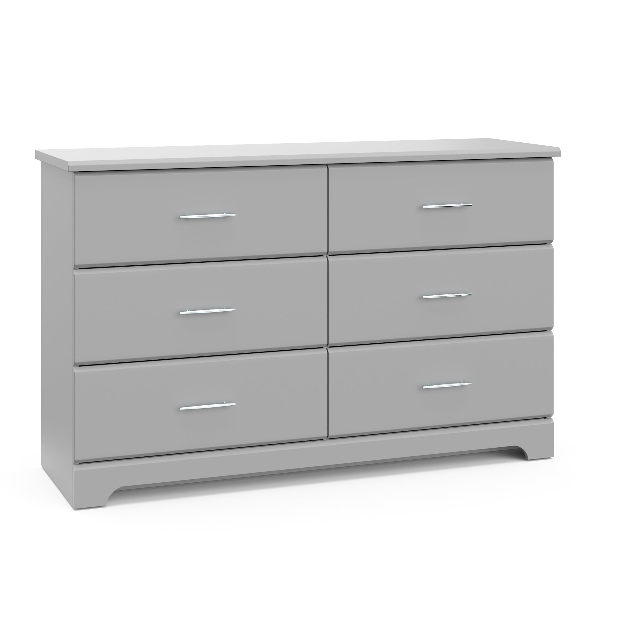 Pebble gray 6 drawer dresser angled