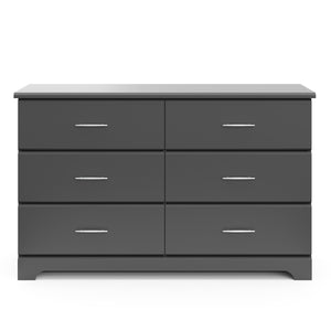 front view of gray dresser