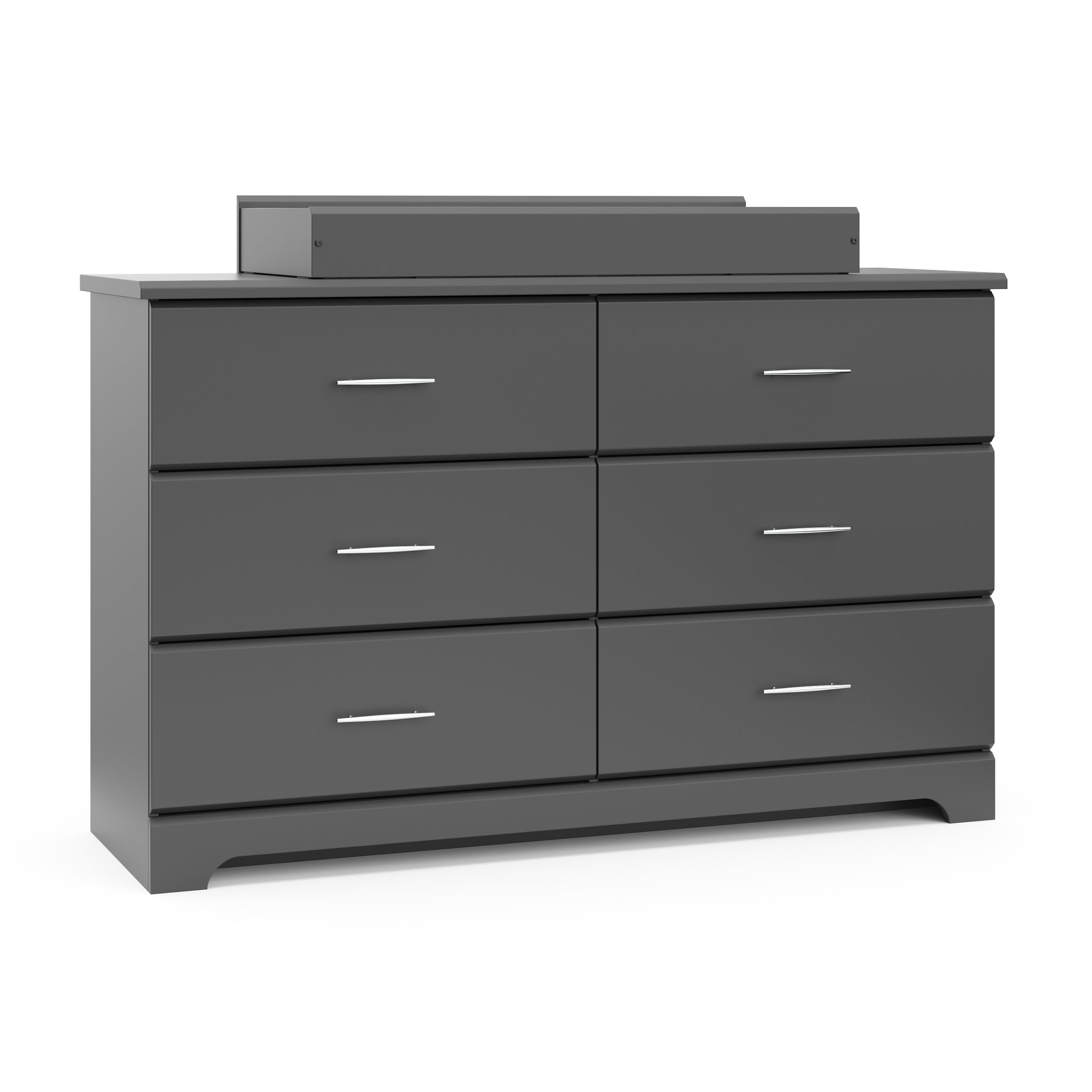 gray 6 drawer dresser with changing topper and changing pad