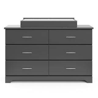 gray 6 drawer dresser with changing topper and changing pad