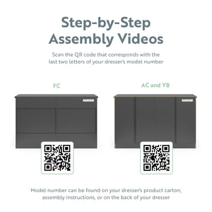 graphic of gray 6 drawer dresser assembly instructions