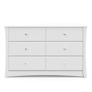 Front view of white 6 drawer dresser
