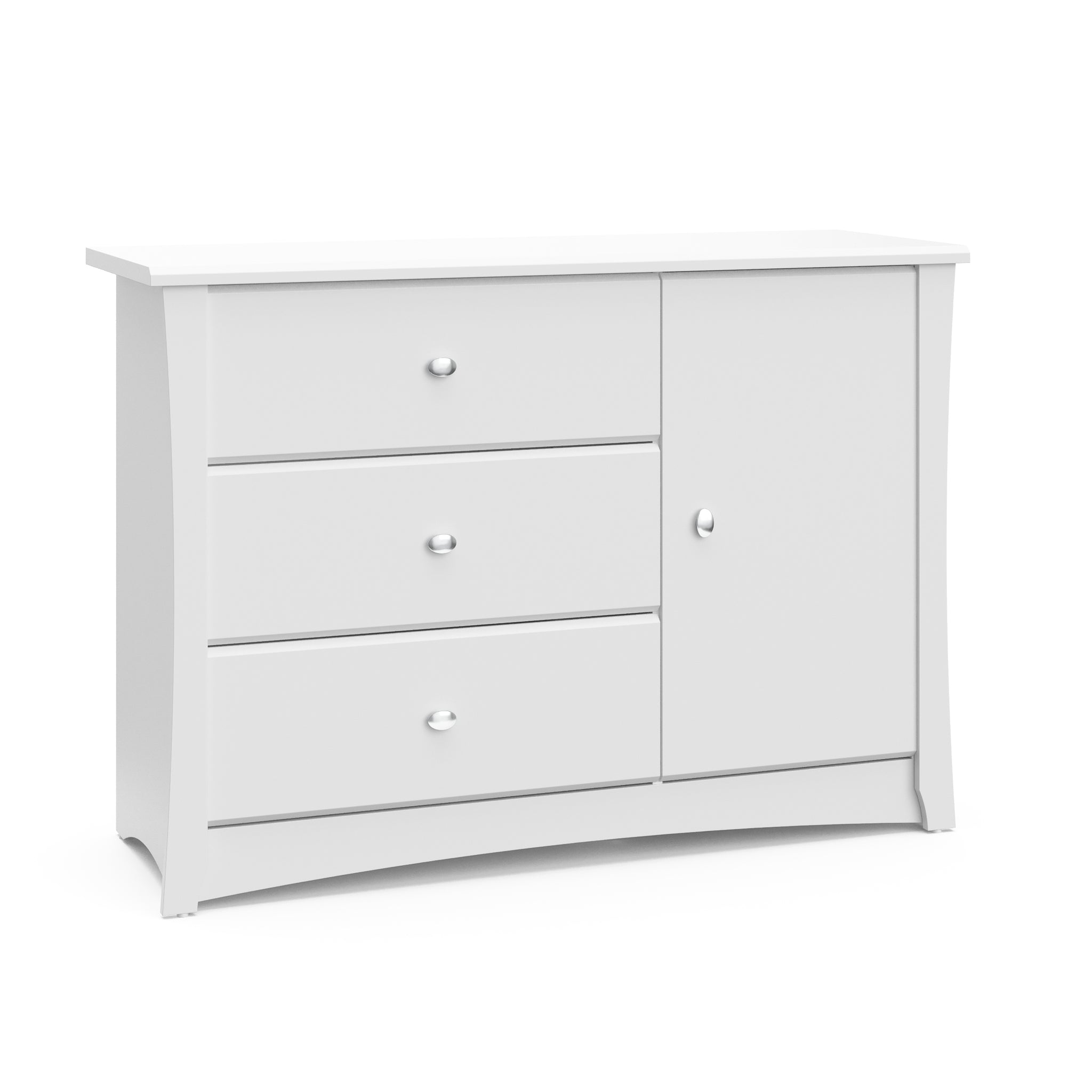 White 3 drawer chest angled