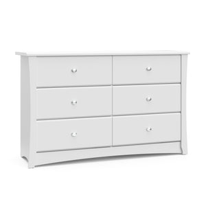 White 6 drawer dresser angled