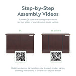 graphic of espresso 6 drawer dresser's assembly instructions