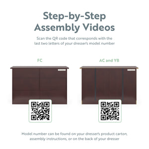 graphic of espresso 6 drawer dresser's assembly instructions