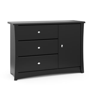 black 3 drawer chest angled