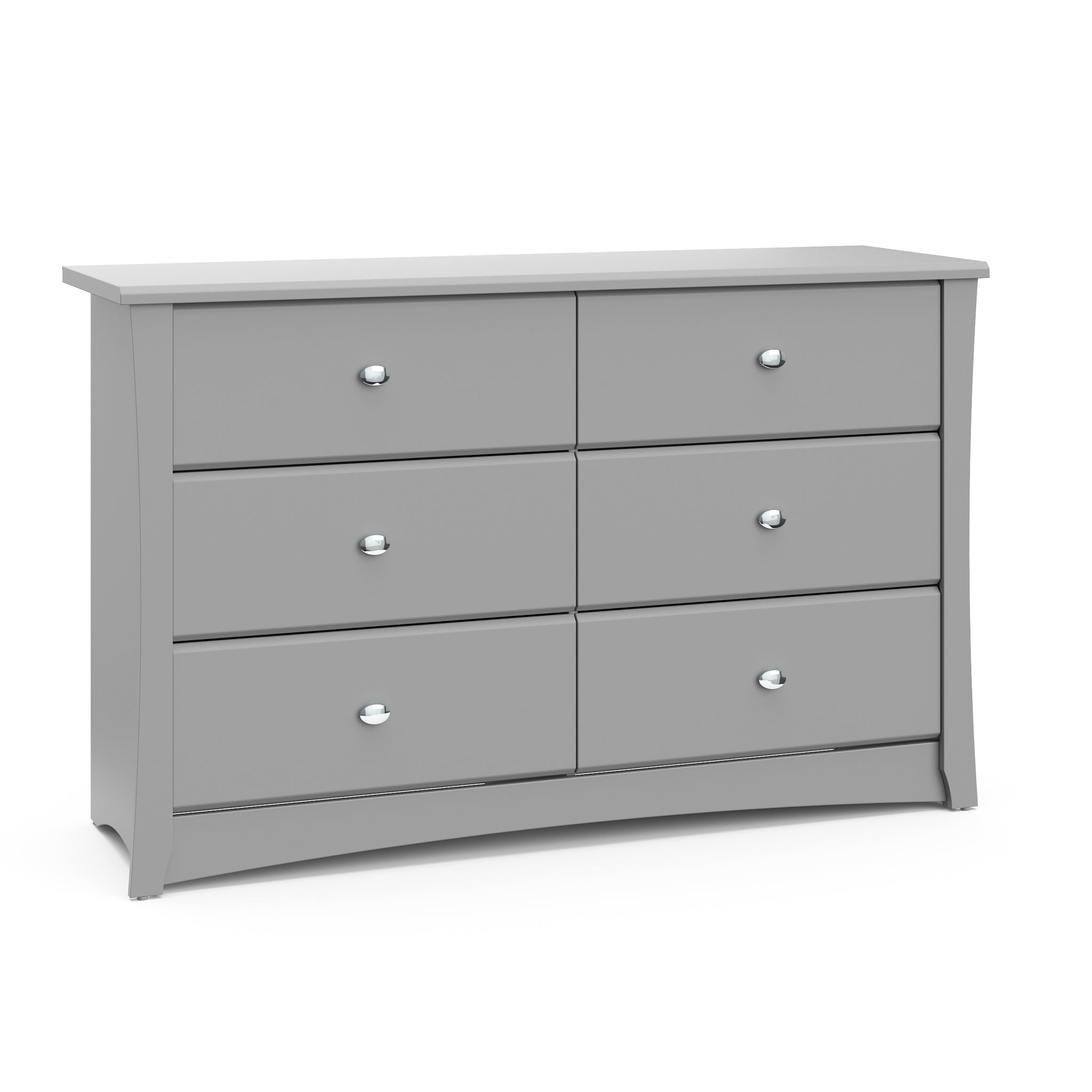 Pebble gray 6 drawer dresser angled