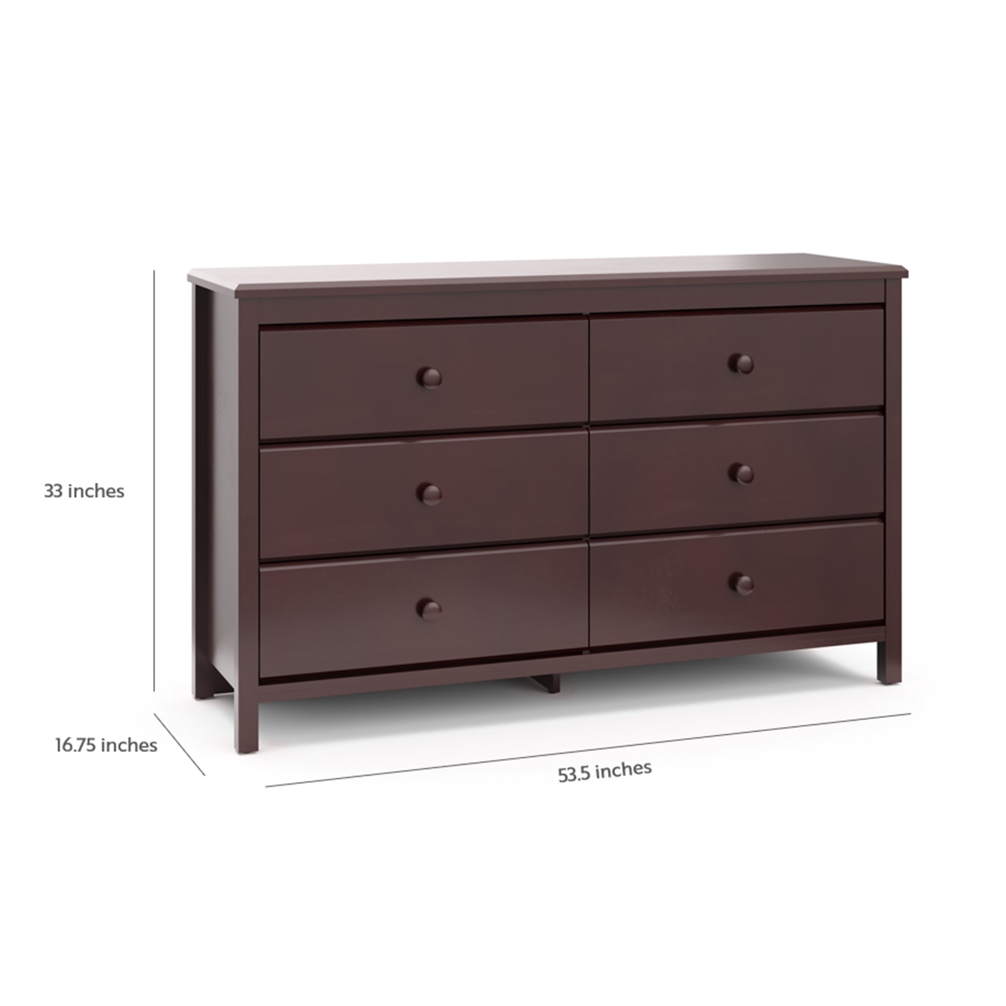 espresso 6 drawer dresser with dimensions