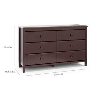 espresso 6 drawer dresser with dimensions