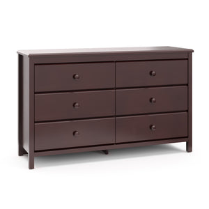 espresso 6 drawer dresser angled