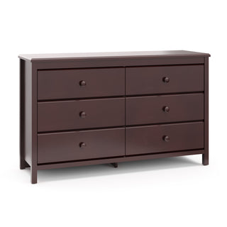 espresso 6 drawer dresser angled