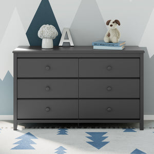 gray 6 drawer dresser in nursery