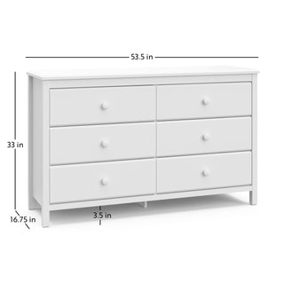 White 6 drawer dresser with dimensions