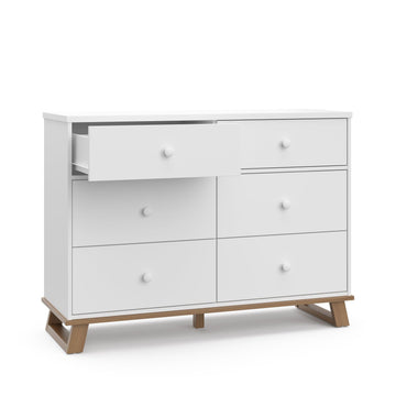 second wedding dresses Storkcraft Modern 6 Drawer Double Dresser, White/Vintage Driftwood