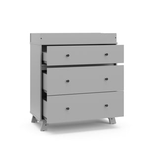Pebble gray 3 drawer chest with 3 open drawers