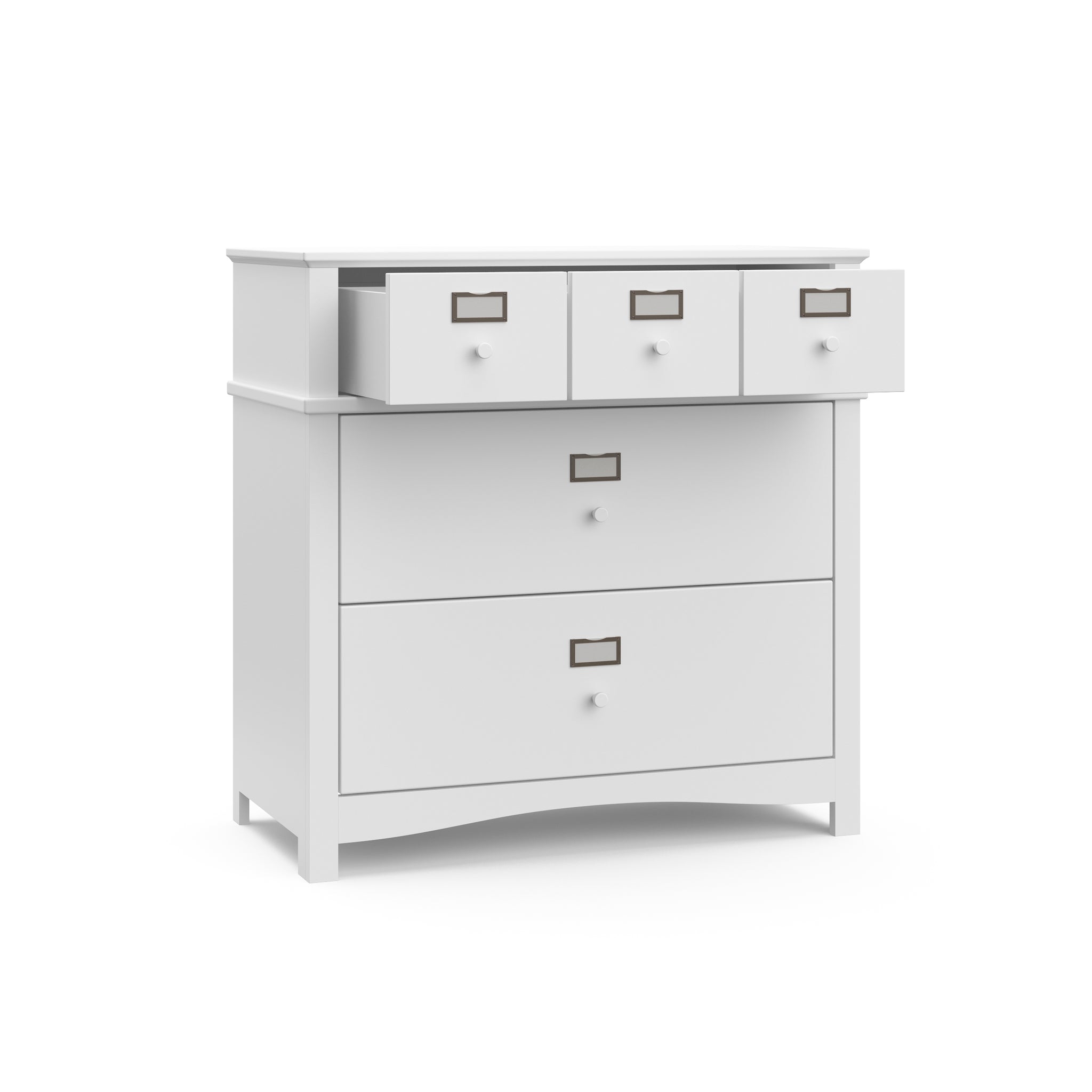 White 3 drawer chest with open drawer 