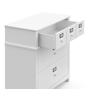 White 3 drawer chest with open drawer 