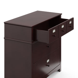 espresso 3 drawer chest with open drawer 